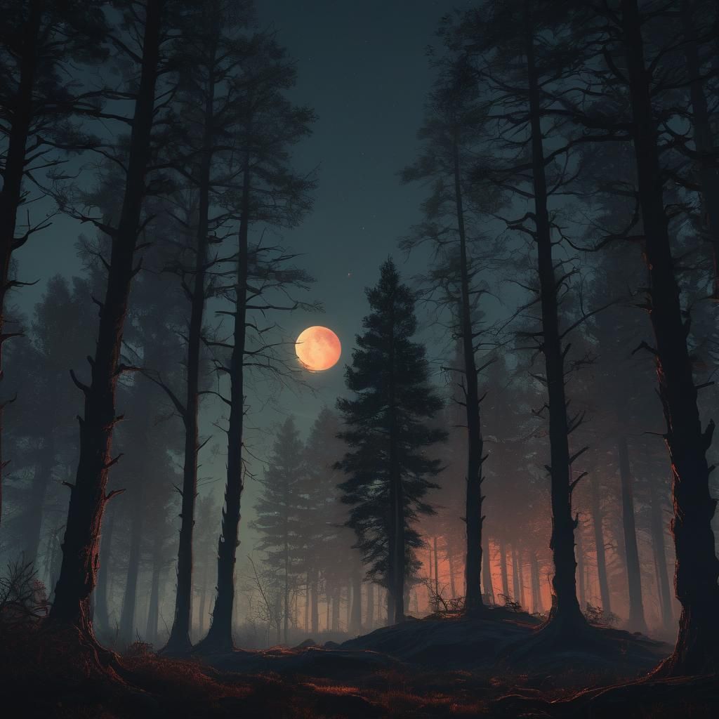 Werewolf Howling at Moon in Mystical Forest