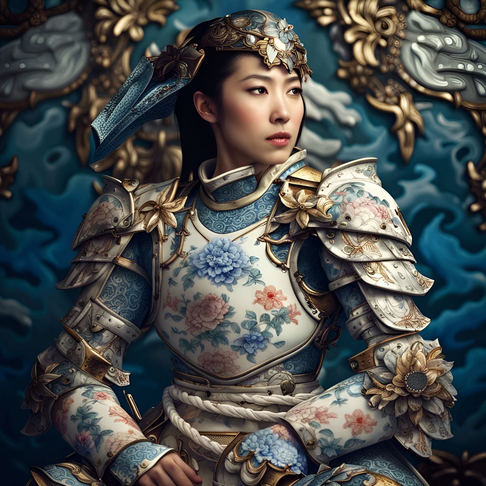 Hyperrealistic Porcelain Knight in Renaissance Style