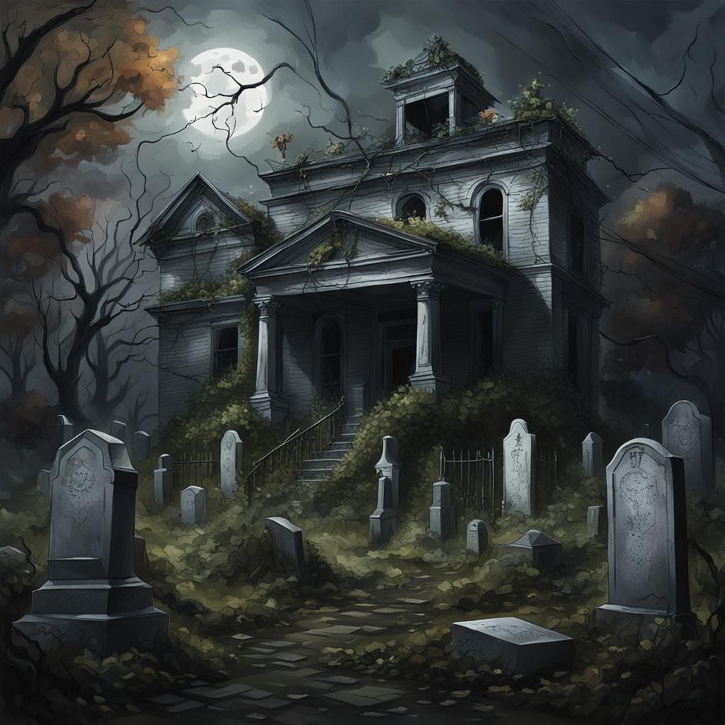 Sinister Abandoned Funeral Home with Cemetery