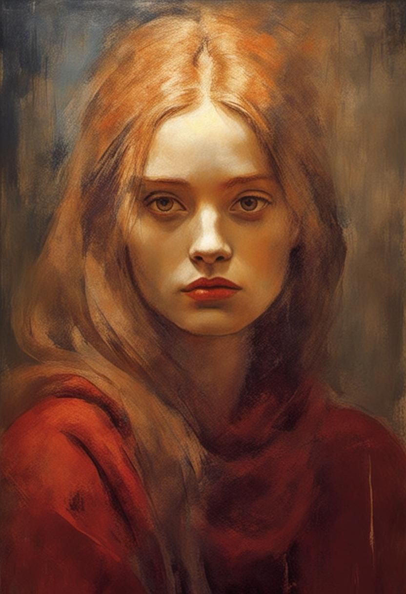 Melancholic Female Portrait in Cubist Style