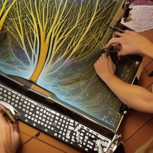 Surreal Poems: Musical Trees on Spaceship Keyboard