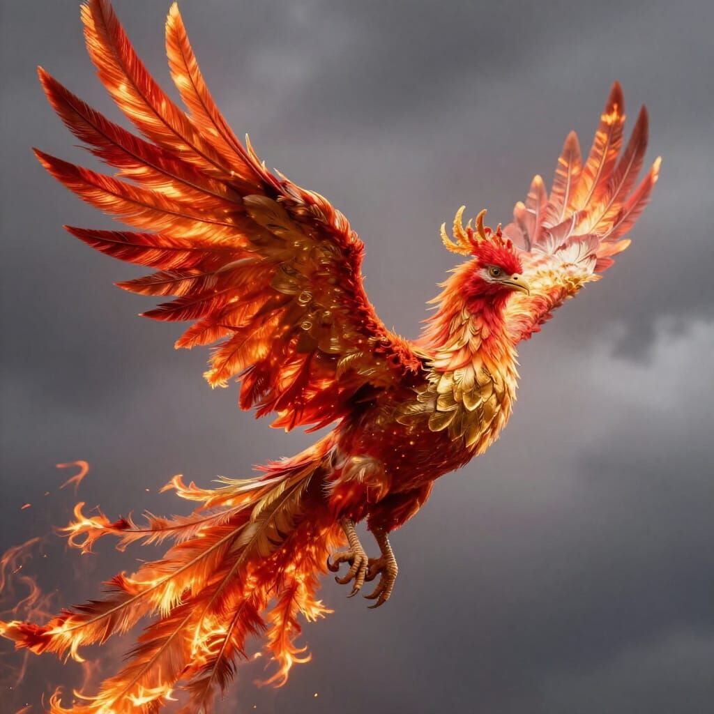 Majestic Phoenix Ascends in Fiery Radiance