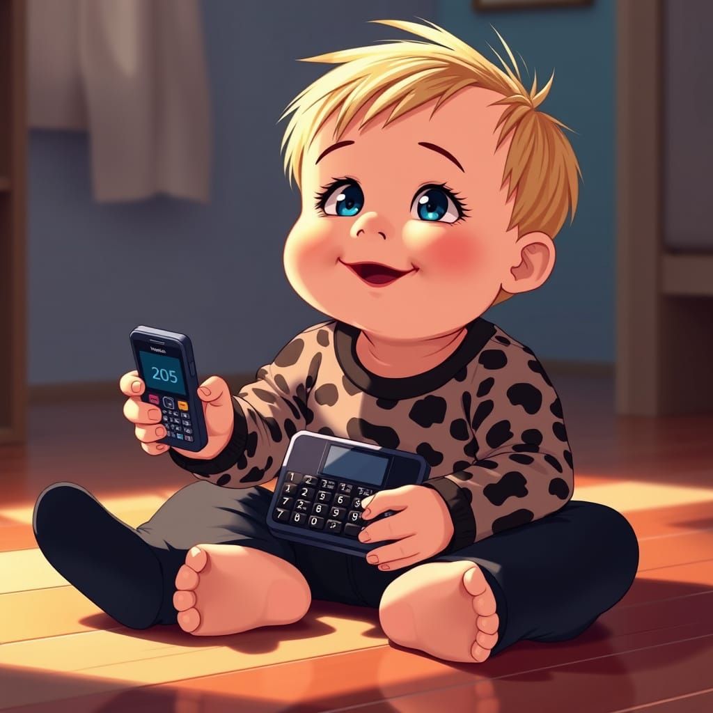 Cute Baby Boy in Retro Phone Aesthetic