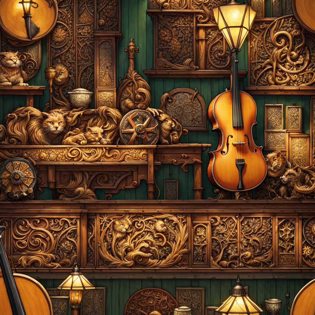 Steampunk Half-Elf Bards Perform for Adventurers in a Vibran...