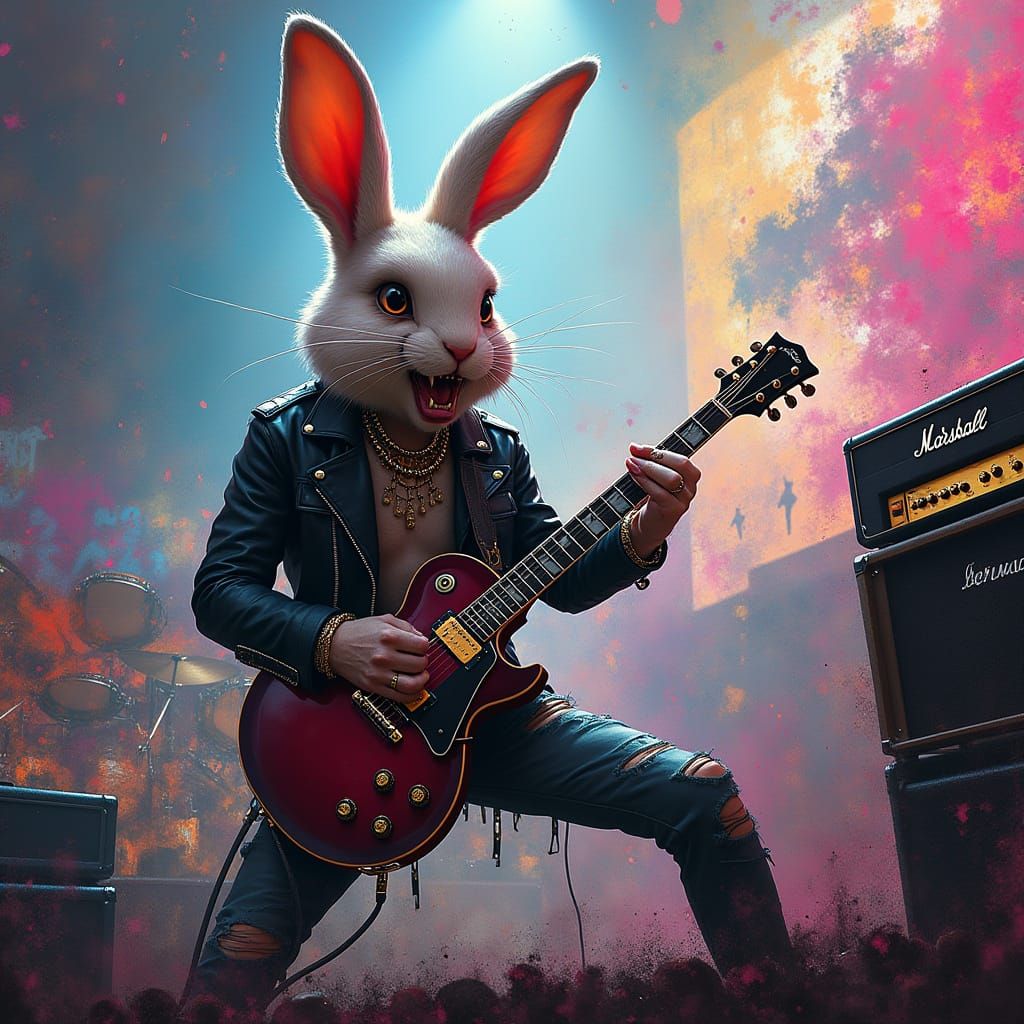 Heavy Metal Easter Rabbit Shreds on Stage