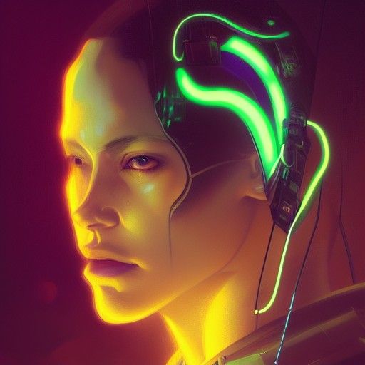 Neon Cyberpunk Head Portrait in 8k Resolution