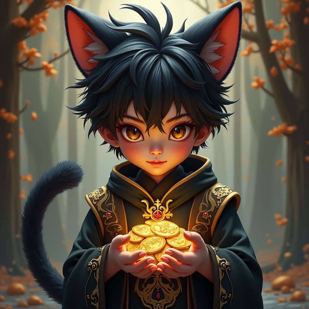 Boy with Cat Features in High-Fantasy Concept Art