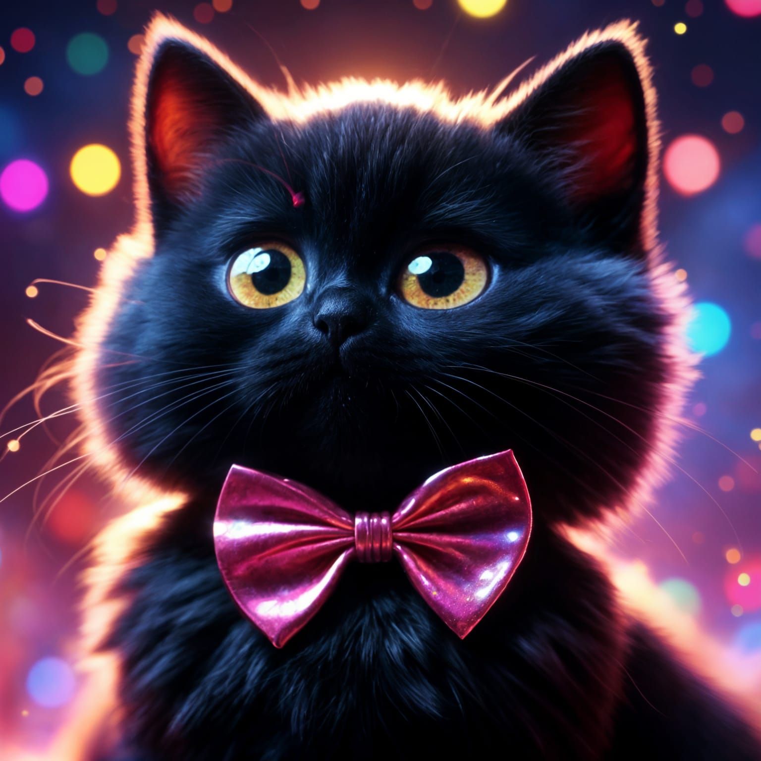 Bombay Kitten in Galaxy Sky, Hyperdetailed Dark Fantasy