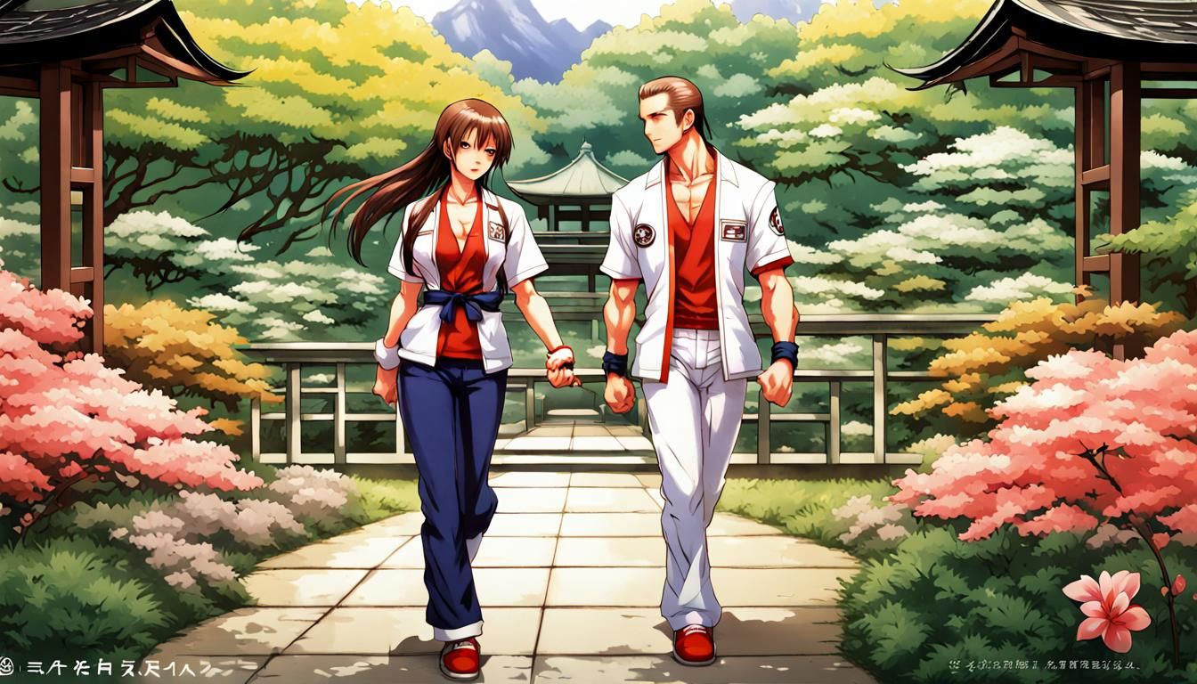 Mai Shiranui and Andy Bogard in Japanese Garden