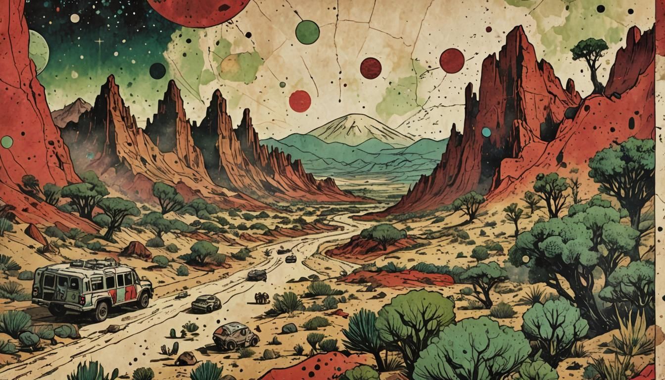 Retrofuturistic Comic Book Art Depicts Ancient Martian Lands...