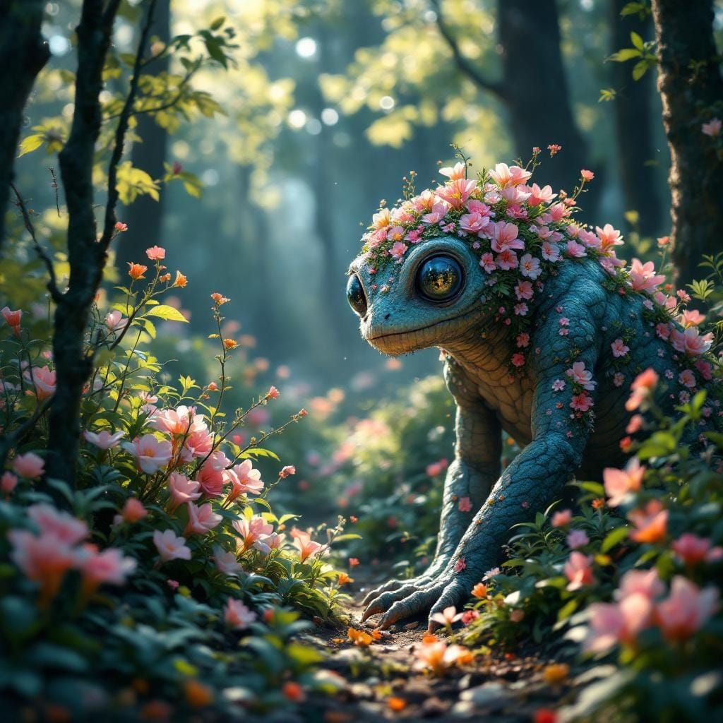 Lurker's Trail: A Digital Painting of Wildflower Beauty