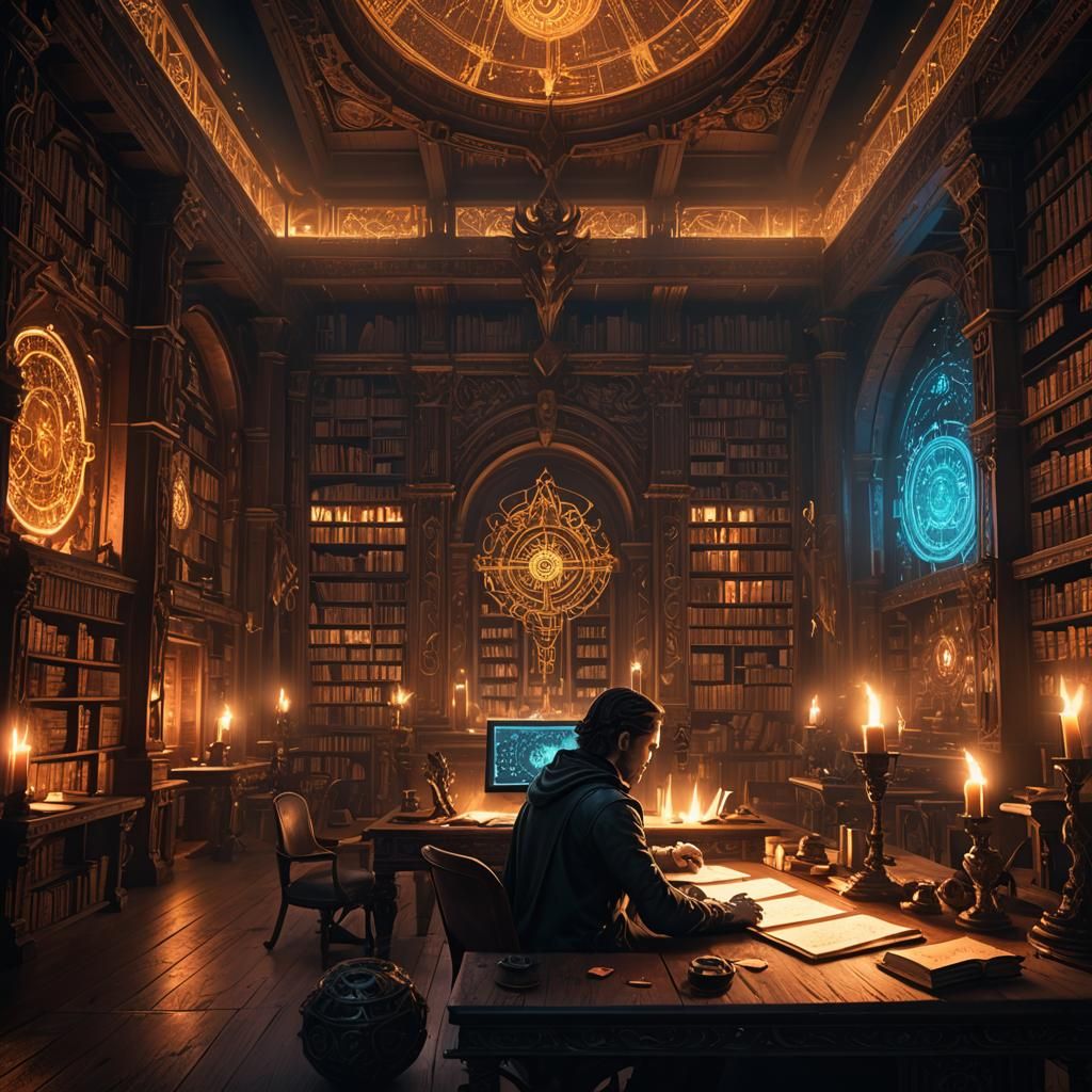 Mystical Library: High-Fantasy AI Concept Art