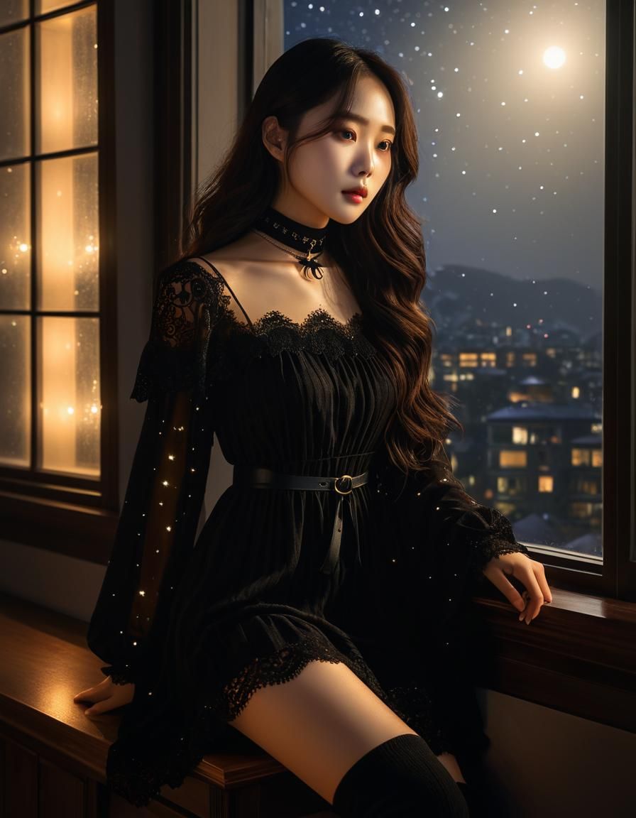 Korean Woman in Chiaroscuro Oil Painting