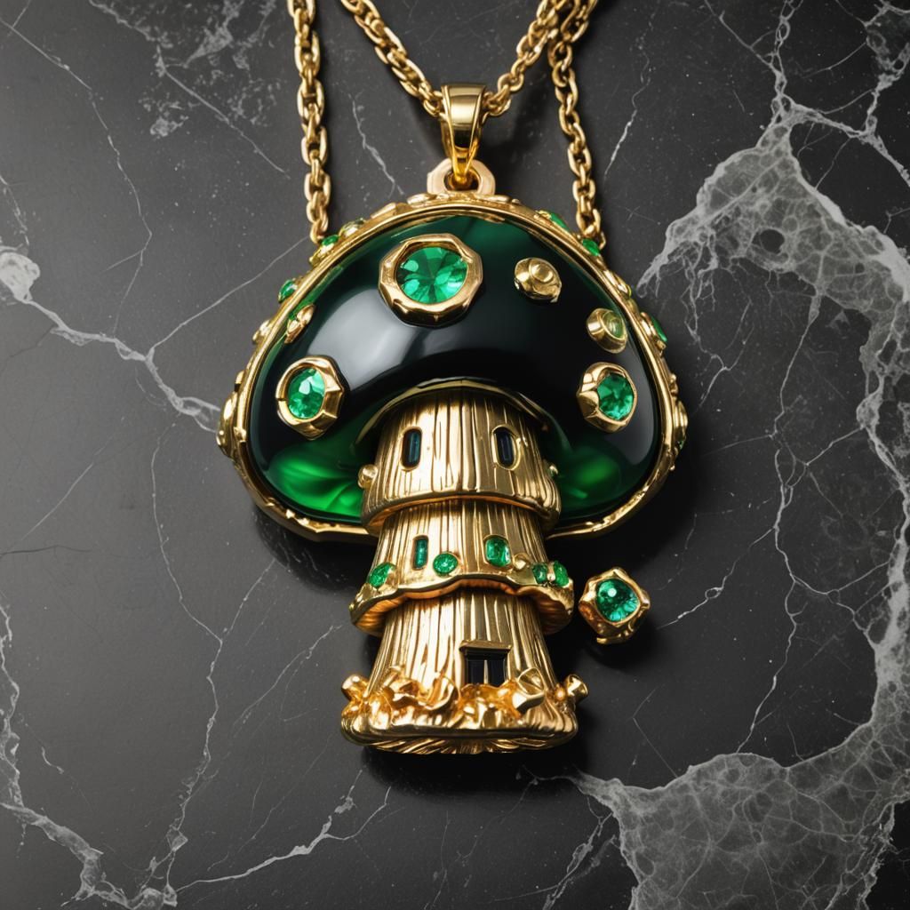 Gemstone Super Mario Pendant, Fantasy Art Deco Style