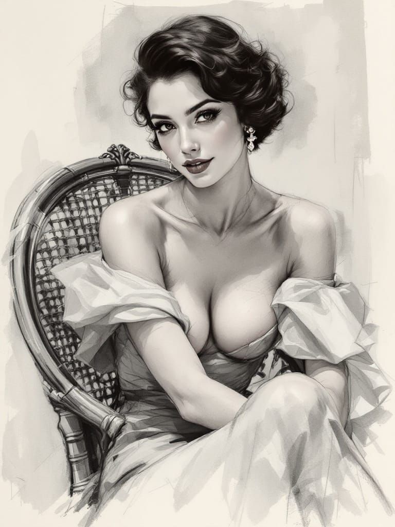 Enchanting Charcoal Figure Study in Soft Pastels