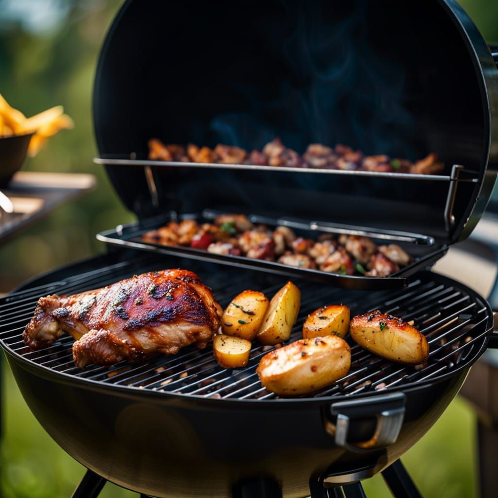 BBQ Grill Feast: Ribs, Chicken, and Potatoes