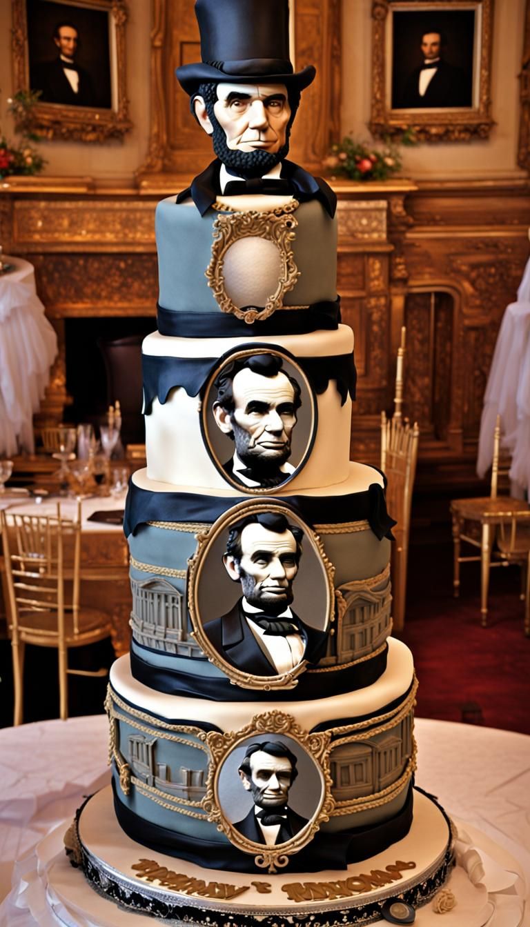 Ornate Abraham Lincoln Birthday Cake Photograph