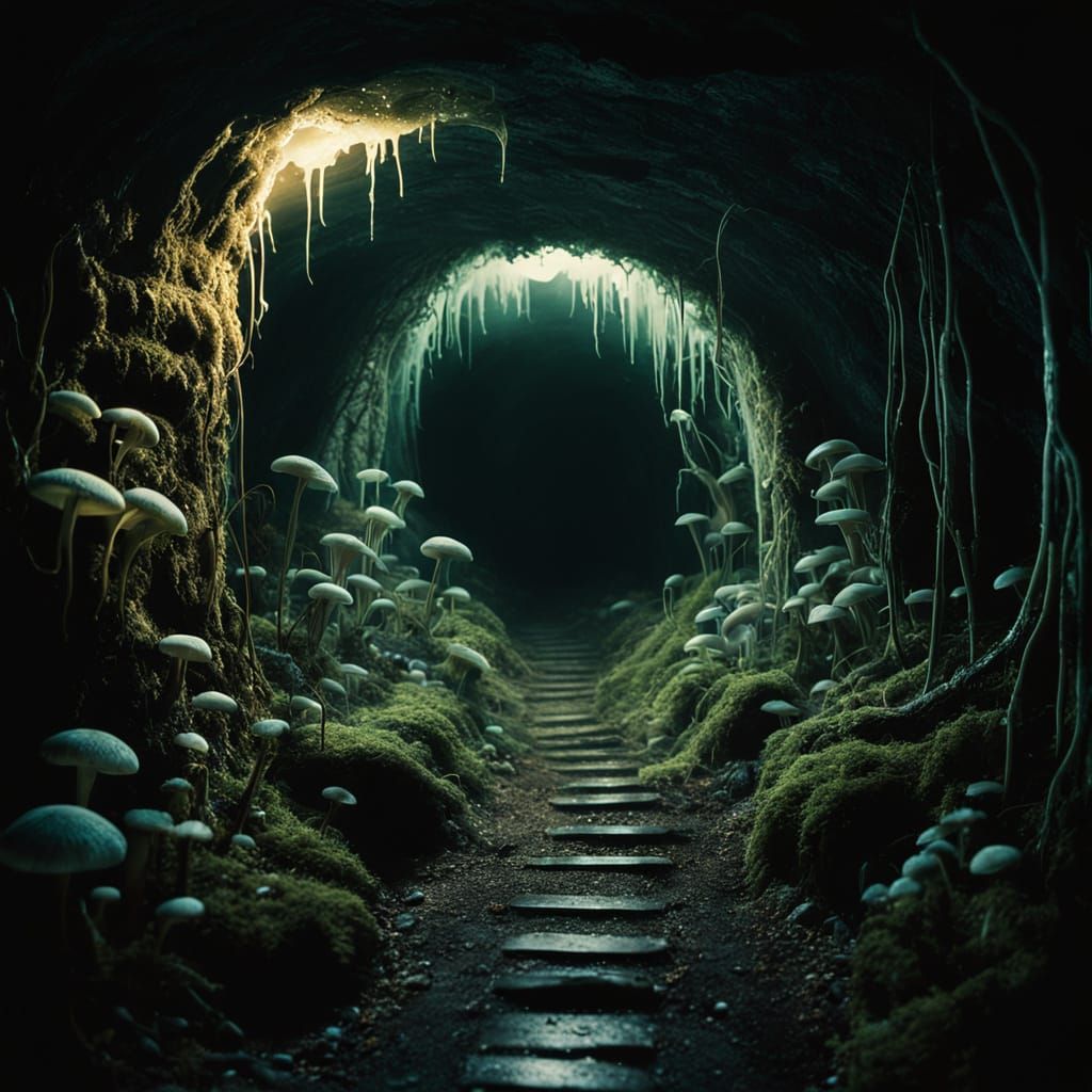 Underground Hallway Scene in Cinematic Film Style