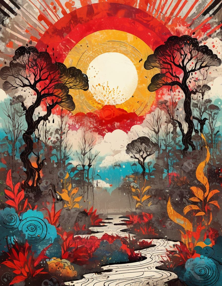 Rococo Forest with Demonic Putti in Brutalist Setting