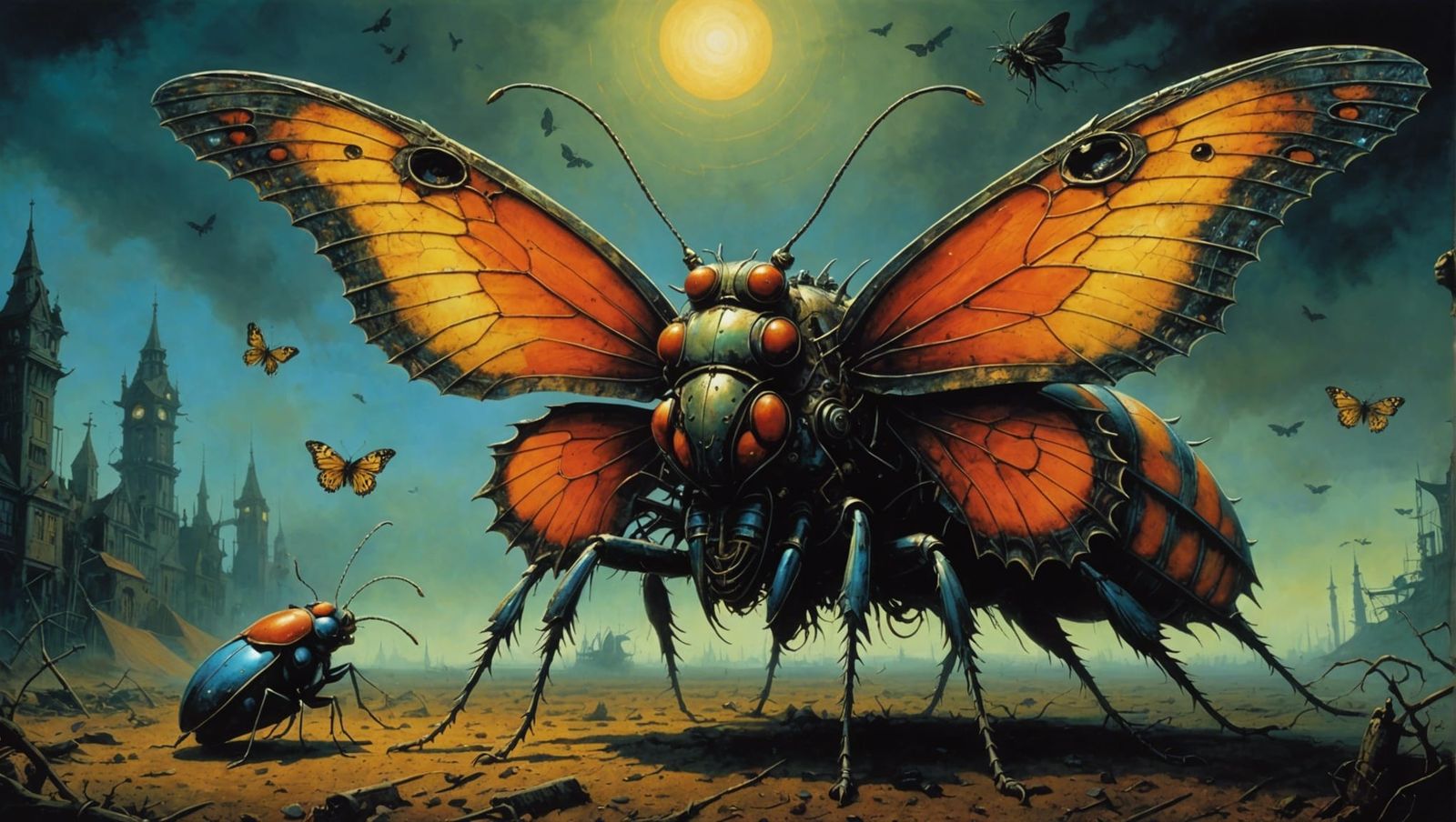 Monstrous Steampunk Butterfly Hunt in Zombiecore Style