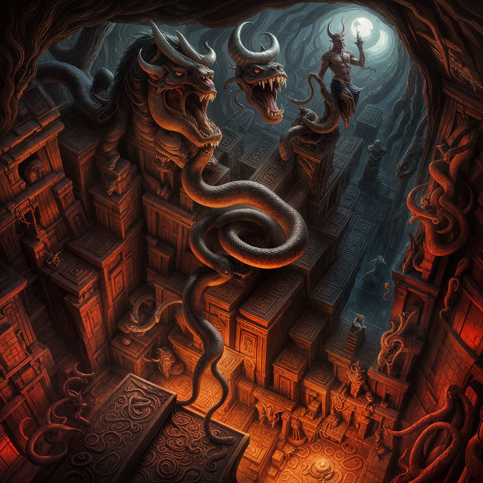 Terrifying Snake Minotaur Devouring the Unwary