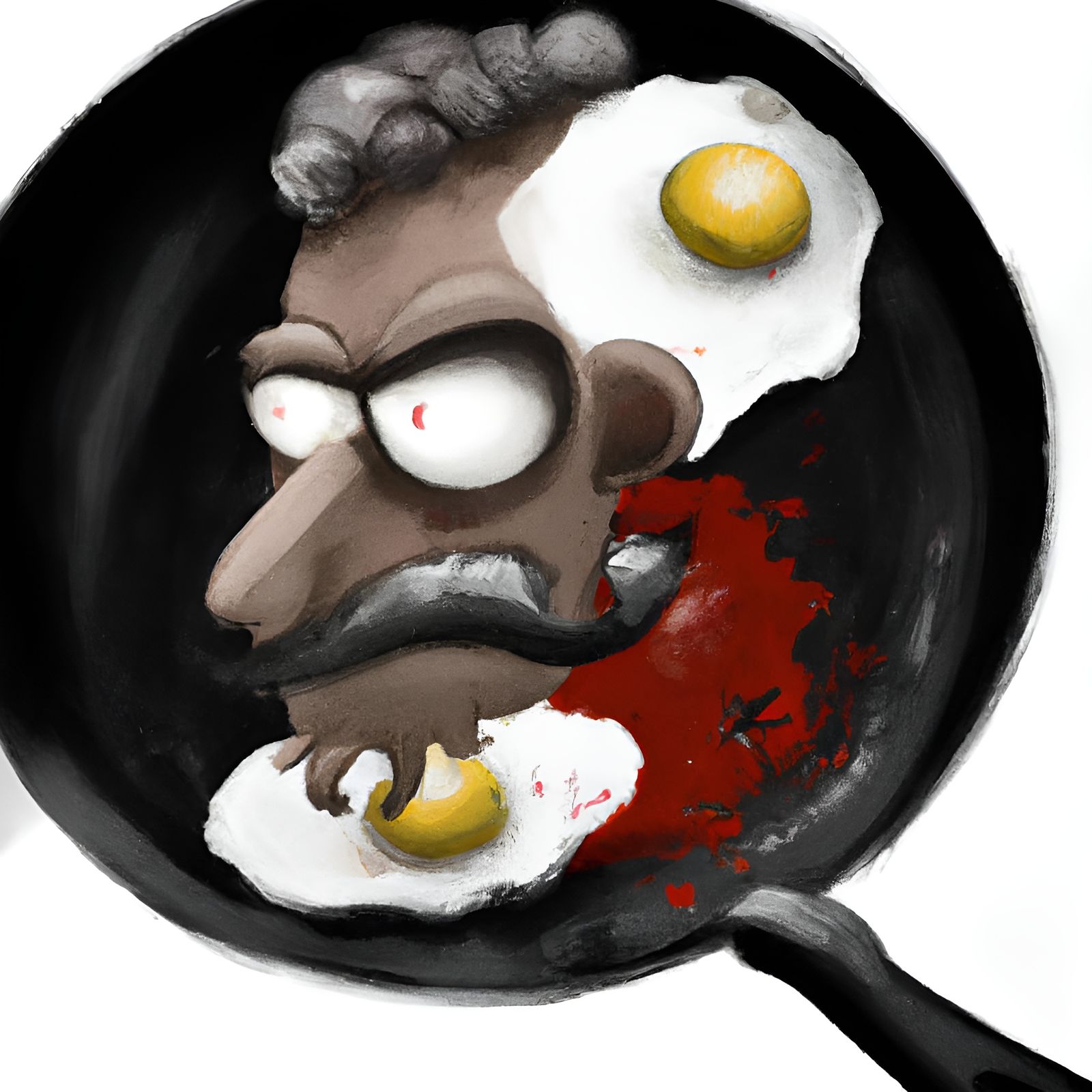 Hyperdetailed Photo of Devil Frying Eggs