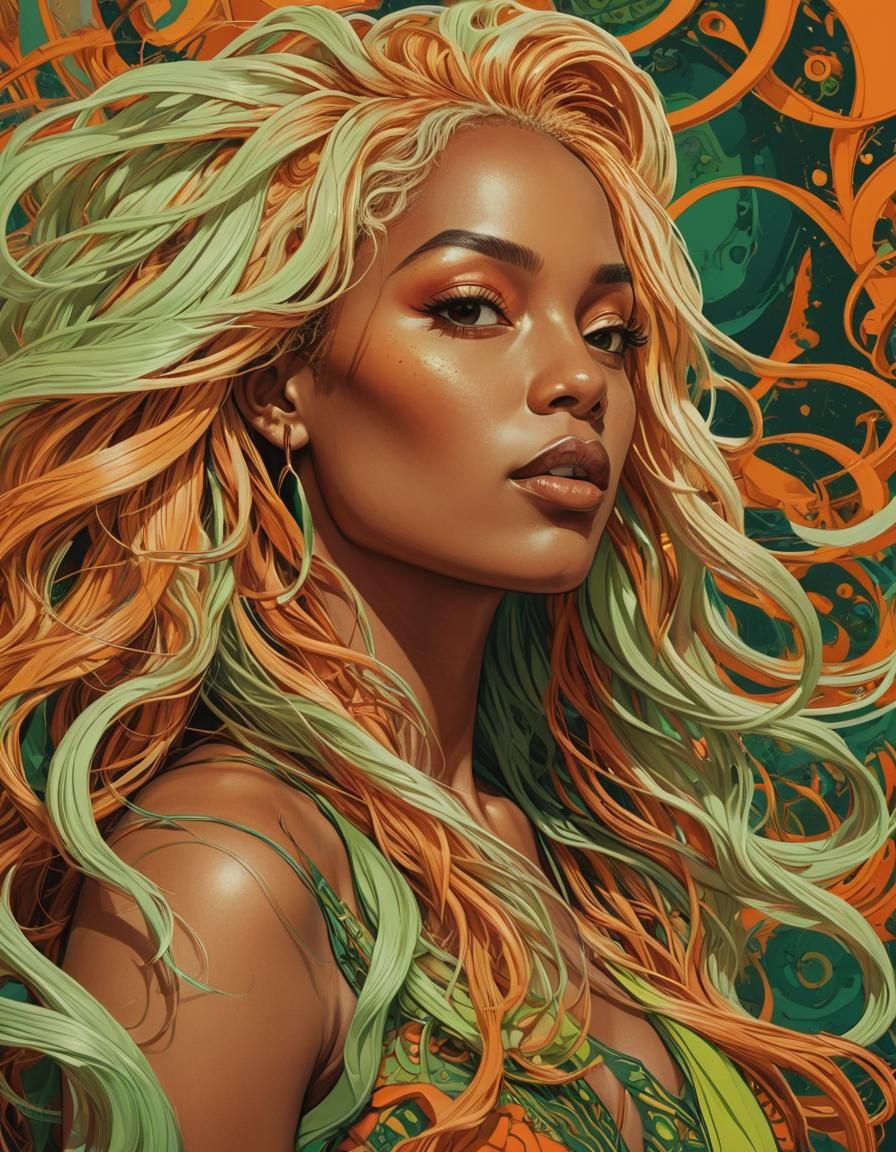 Vibrant Vector Portrait of an African American Woman