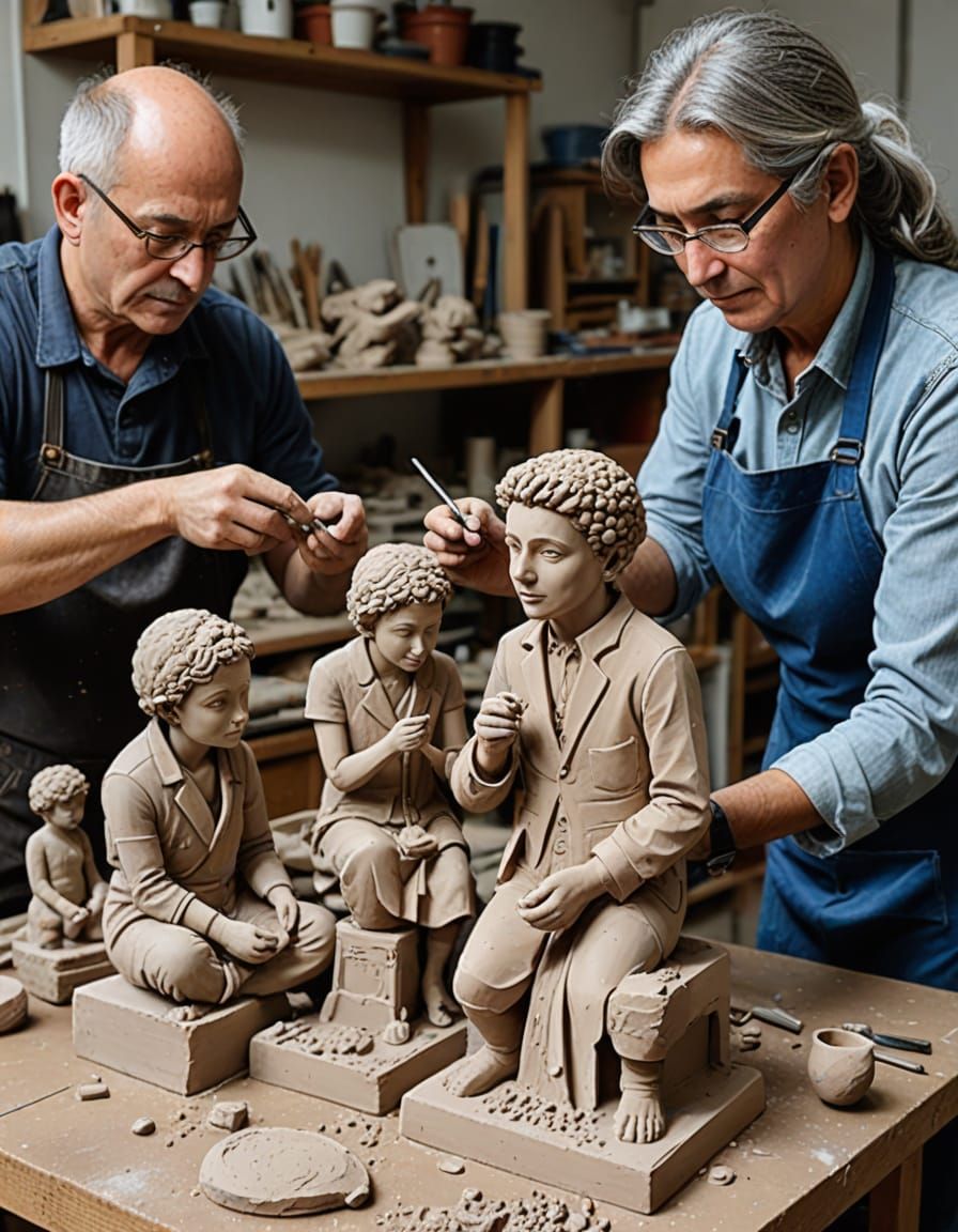 Hobby Workshop with Unfinished Clay Sculpture