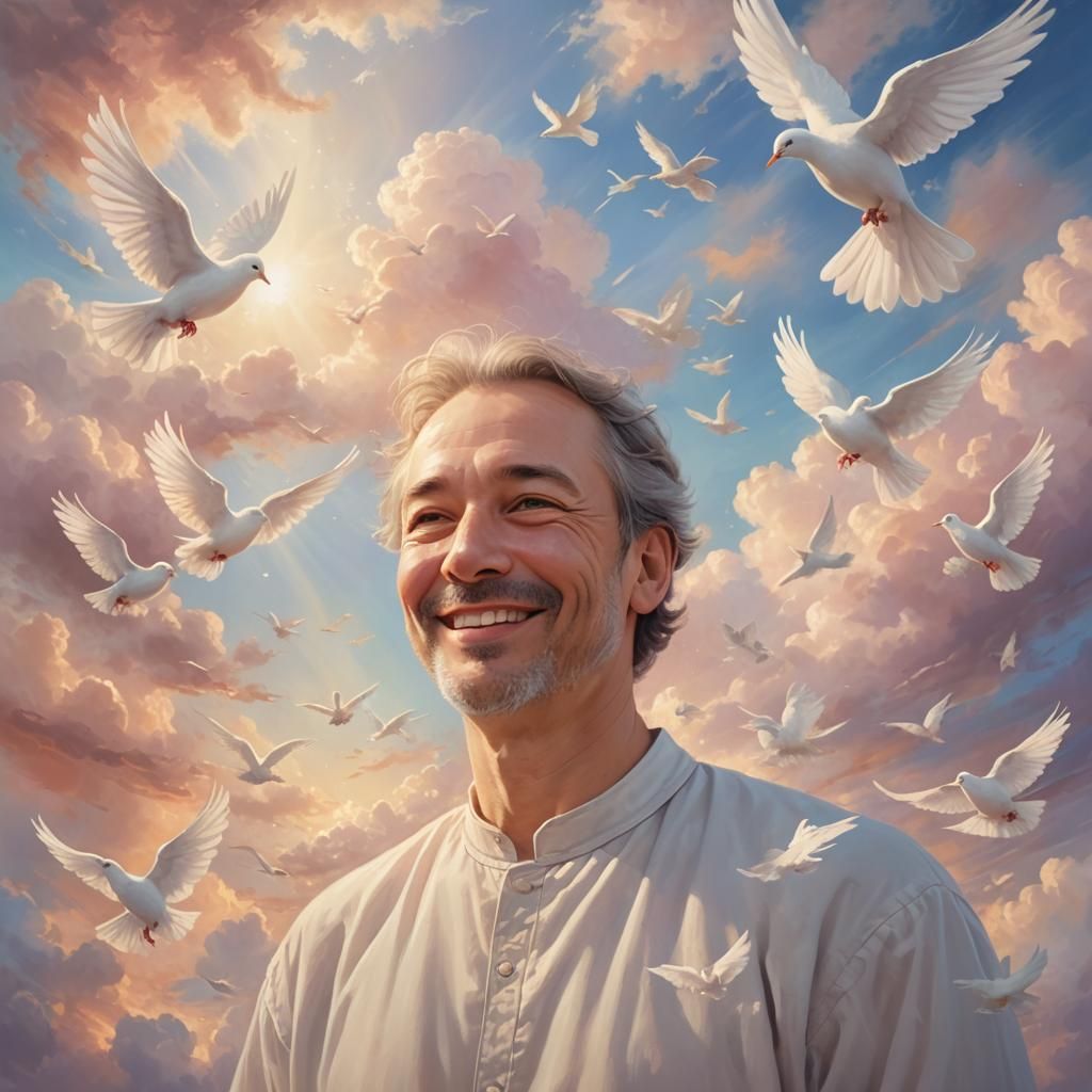 Heavenly Father Portrait in a Radiant Cloudscape