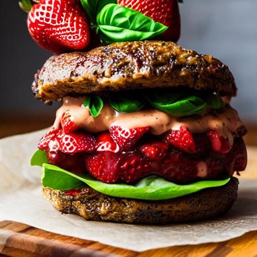 Surreal Strawberry Basil Lava Burger Landscape