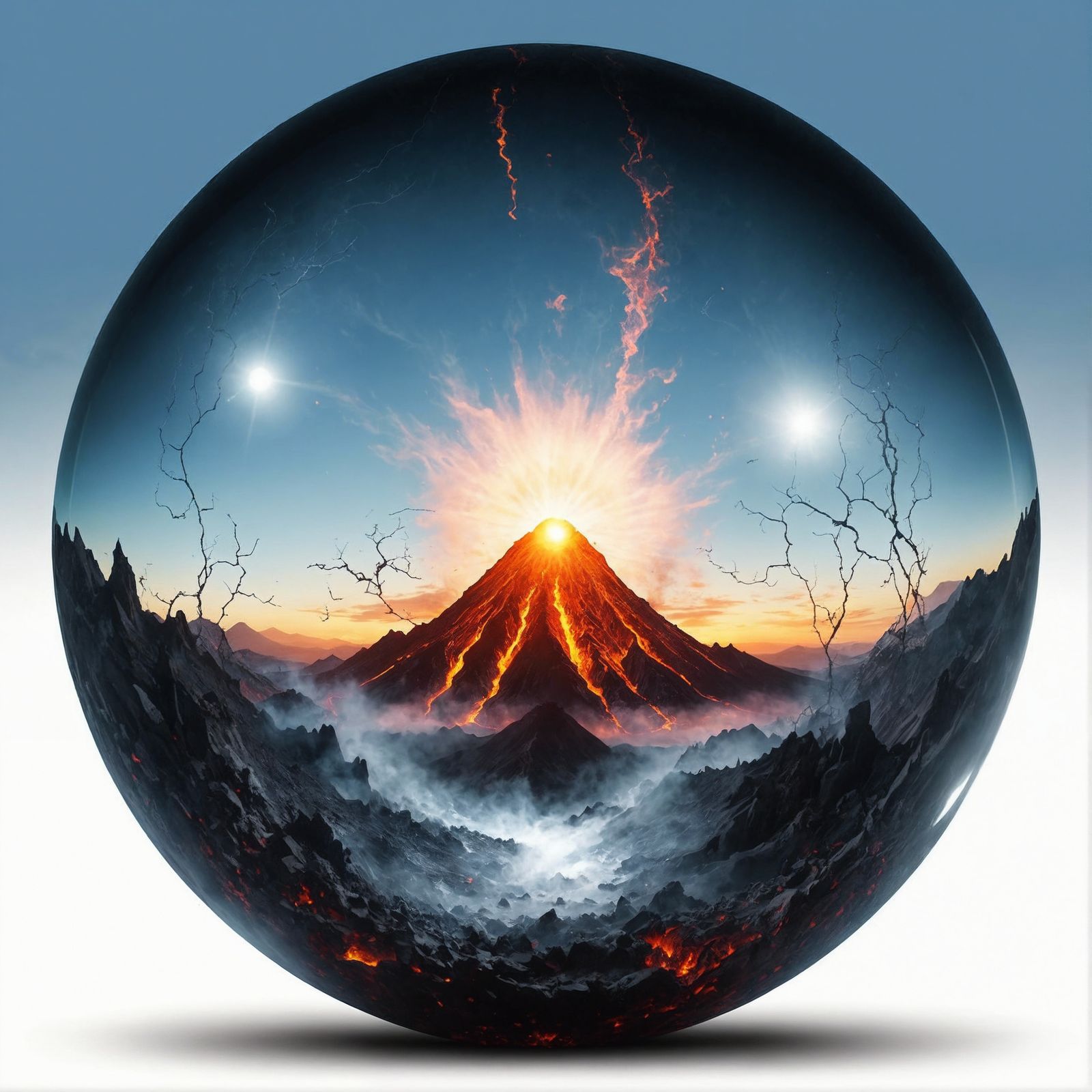 Volcanic Hellscape Mirrored in Cracked Crystal Ball