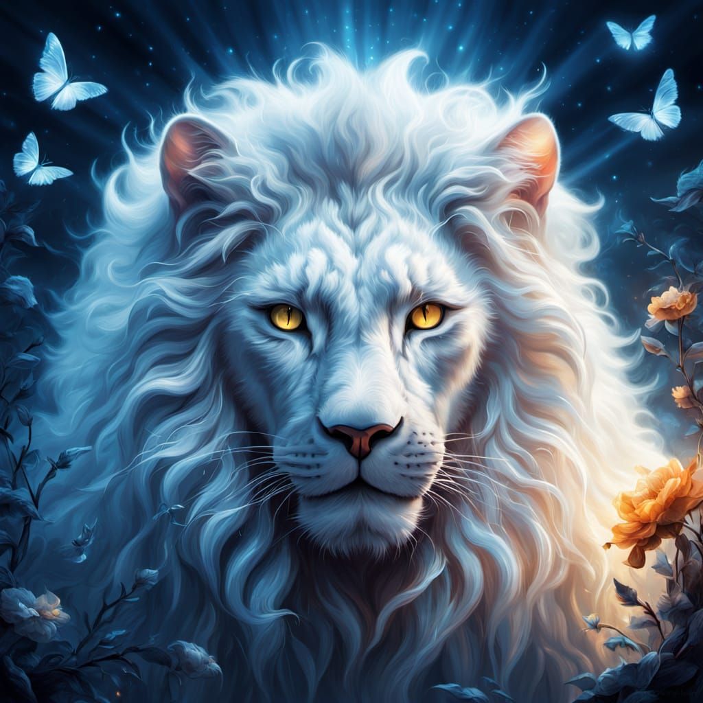 Fluffy Cat's Reflection Becomes Majestic Lion