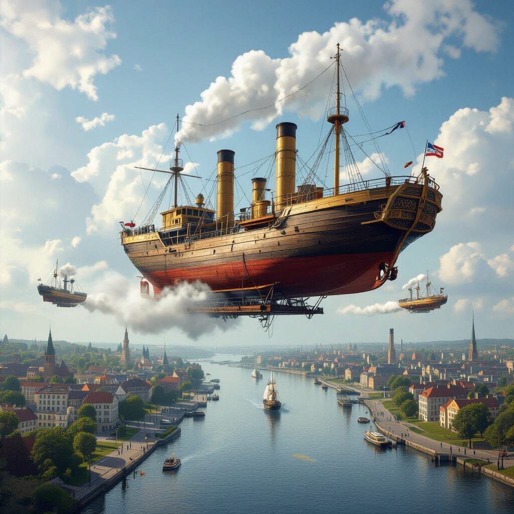 Steampunk World of Flying Ships and Floating Islands
