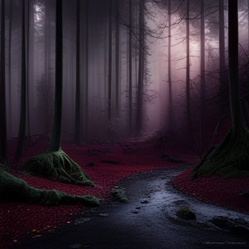 Enchanted Forest with Sinister Shadows, by Brom and Ledroit