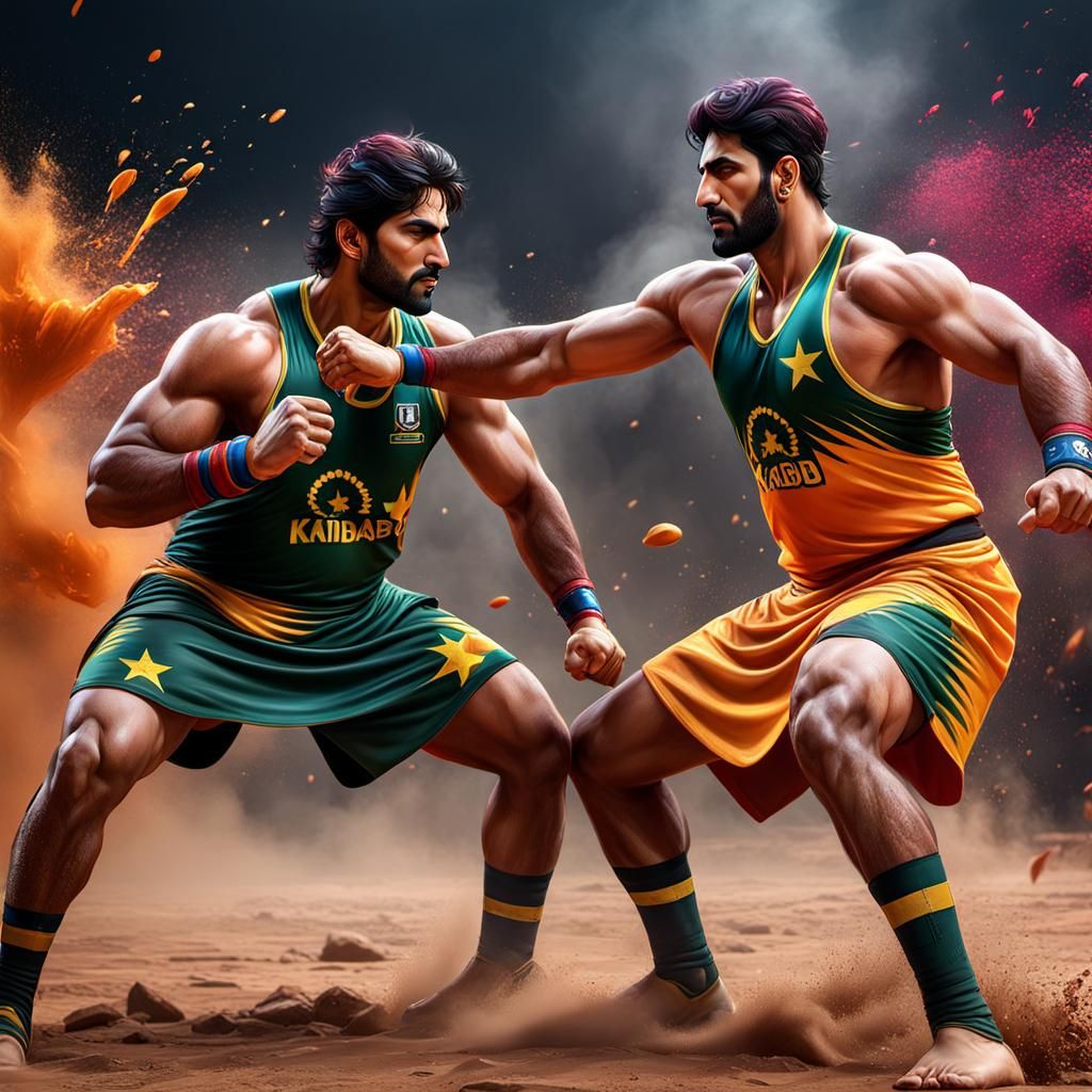 Pakistani Kabaddi Fighters: Detailed Graffiti Art