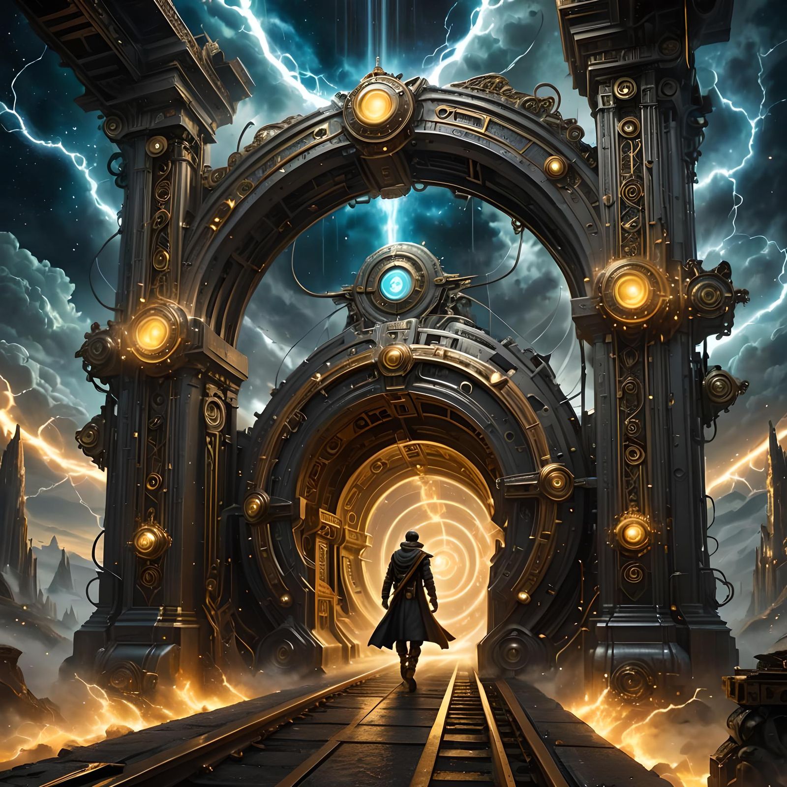 Steampunk Portal to Cosmic Nebula Dreamscape