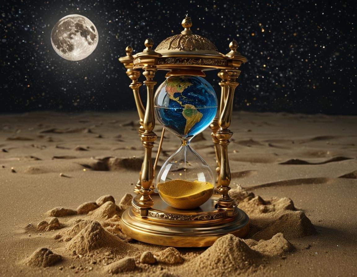 Hourglass with Earth Inside in Pop Art Style