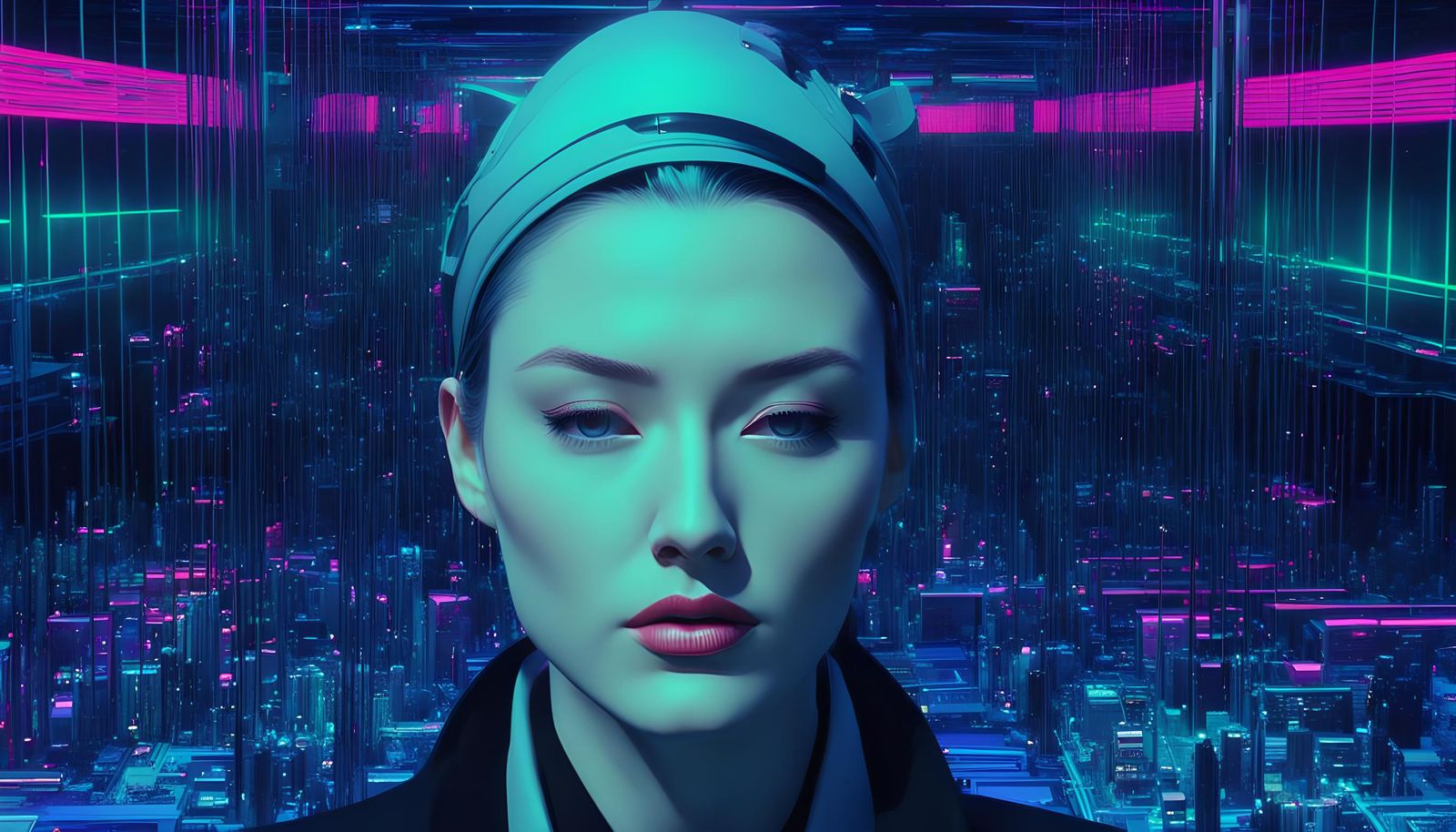 Hyperrealistic Glitch Art of Young Professional in Neo Tokyo