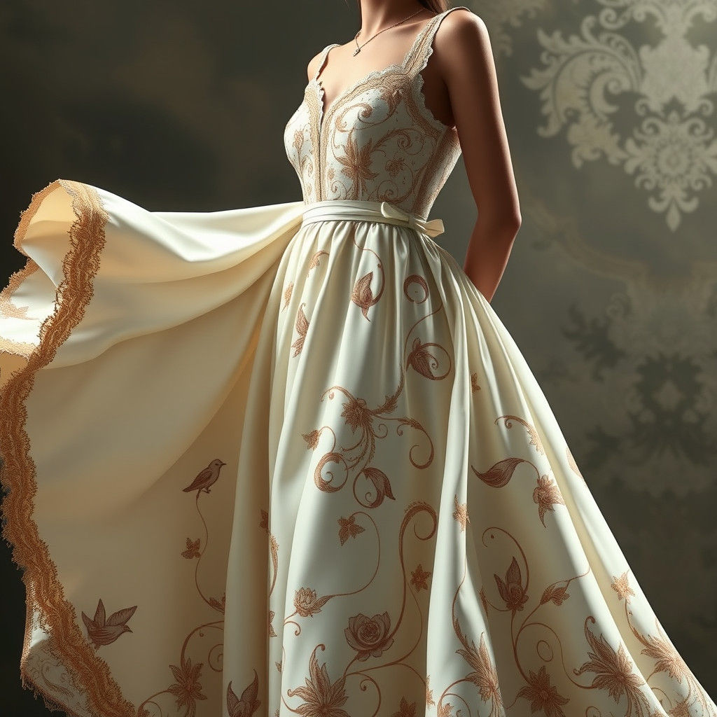 Intricate Ivory Gown with Gold Lace Details