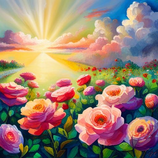 Intricate Roses in Mixed Media Style