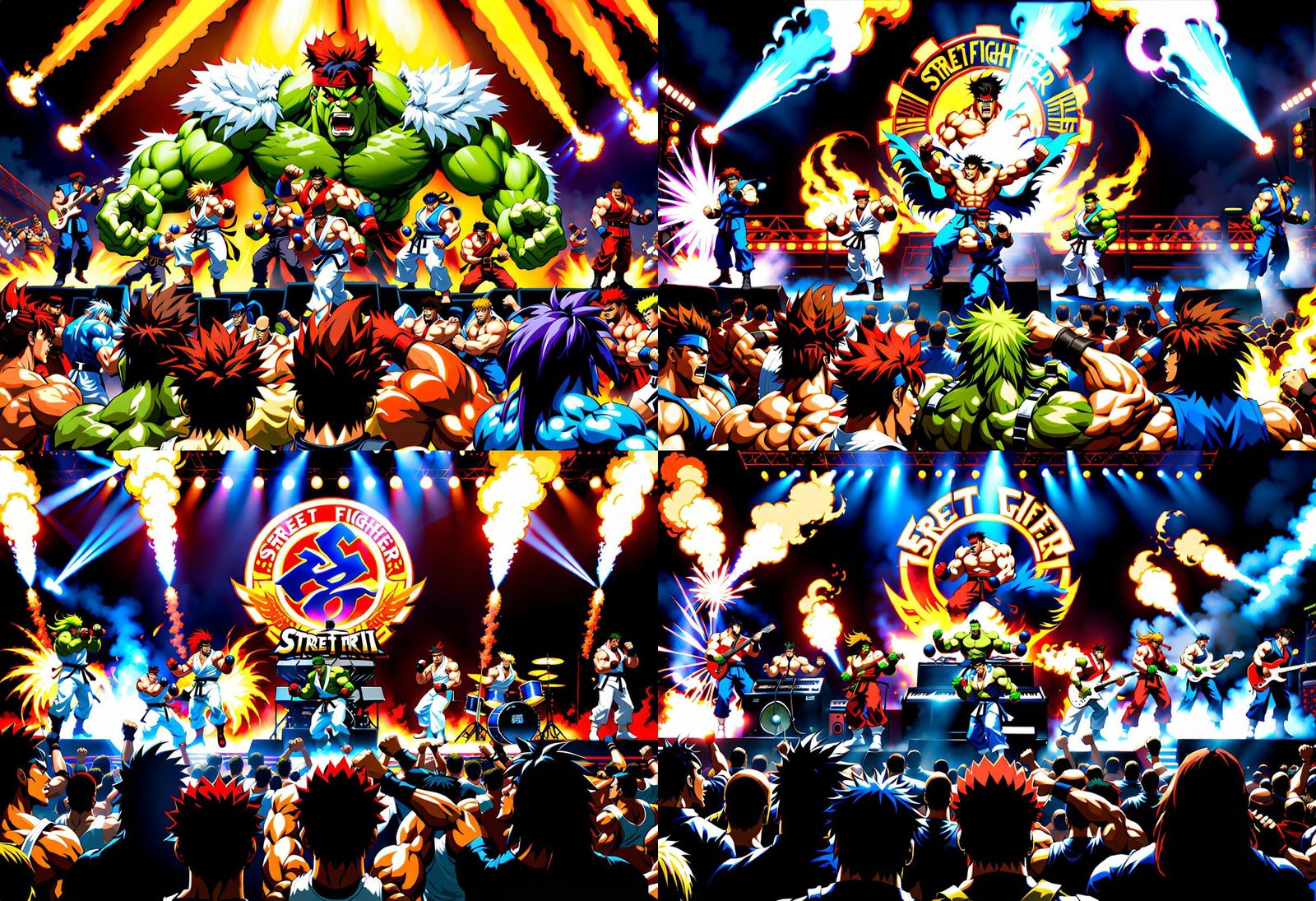 Street Fighter Deathcore Band on Stage, Pixel Art