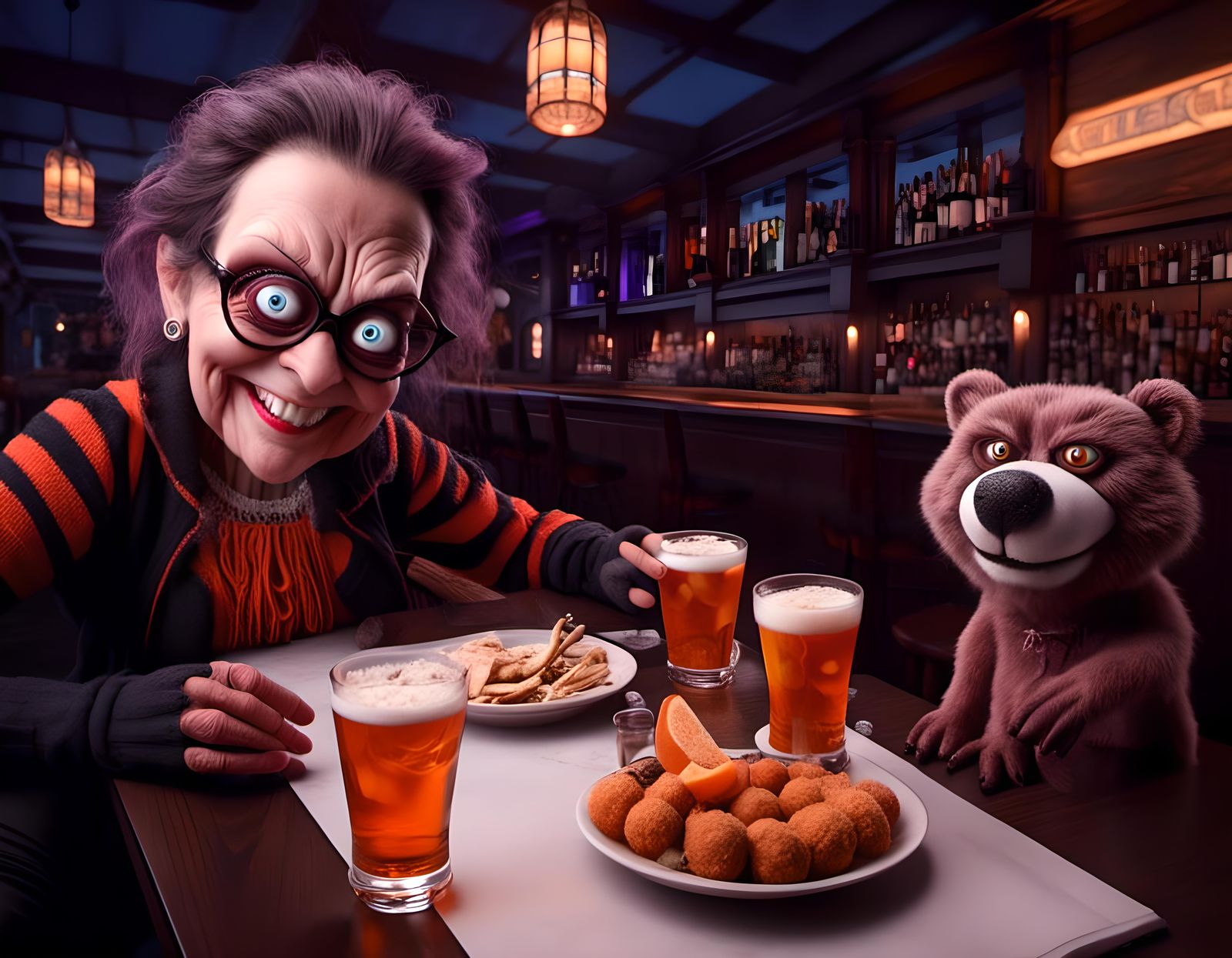 Chicago Bears Fan at Bar: Lora Style