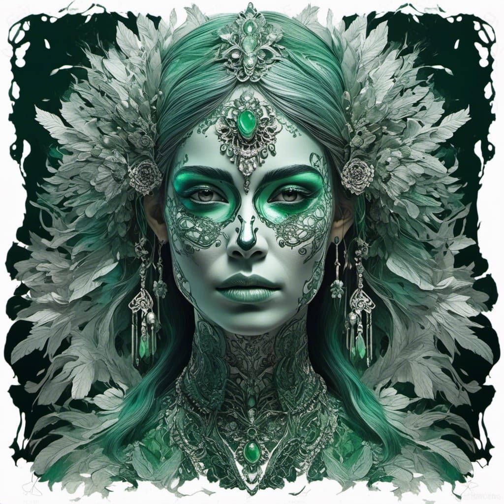 Metallic Gaze: Alluring Figure in Electric Light