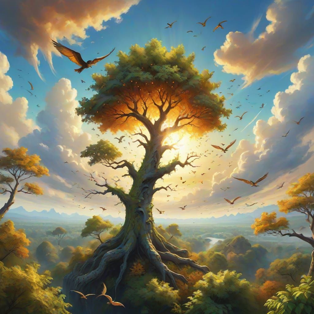 Majestic Flying Reptiles Over Fantasy Landscape