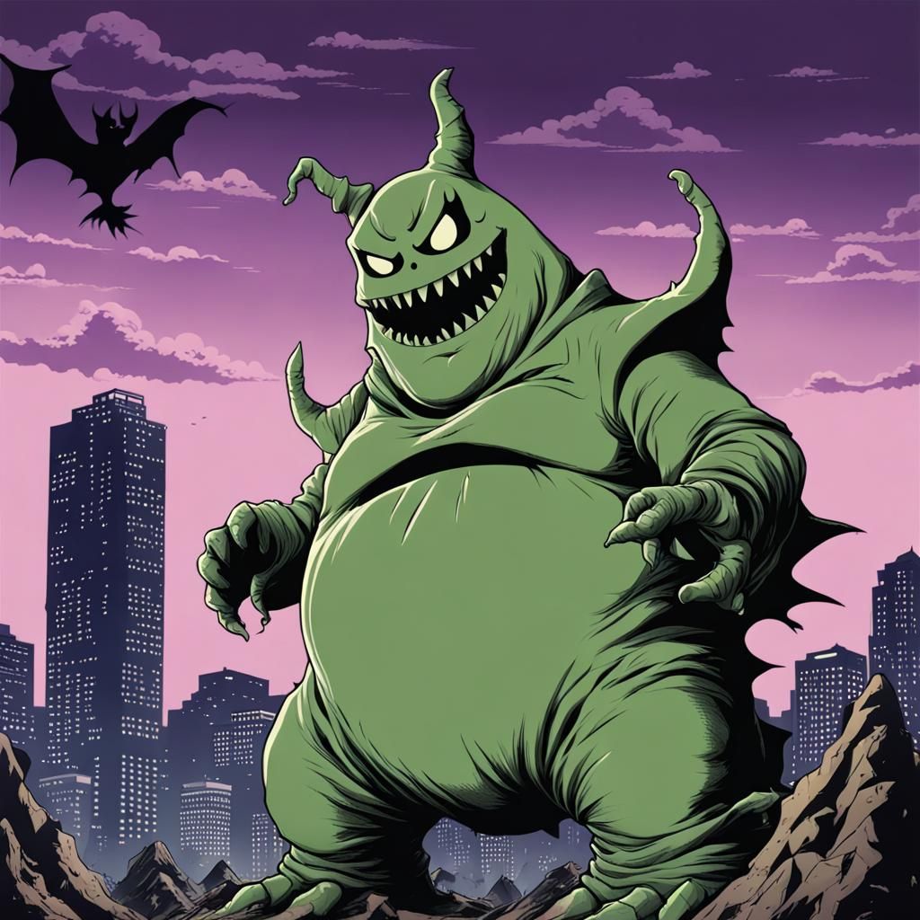 Oogie Boogie as Japanese Kaiju in Anime Style