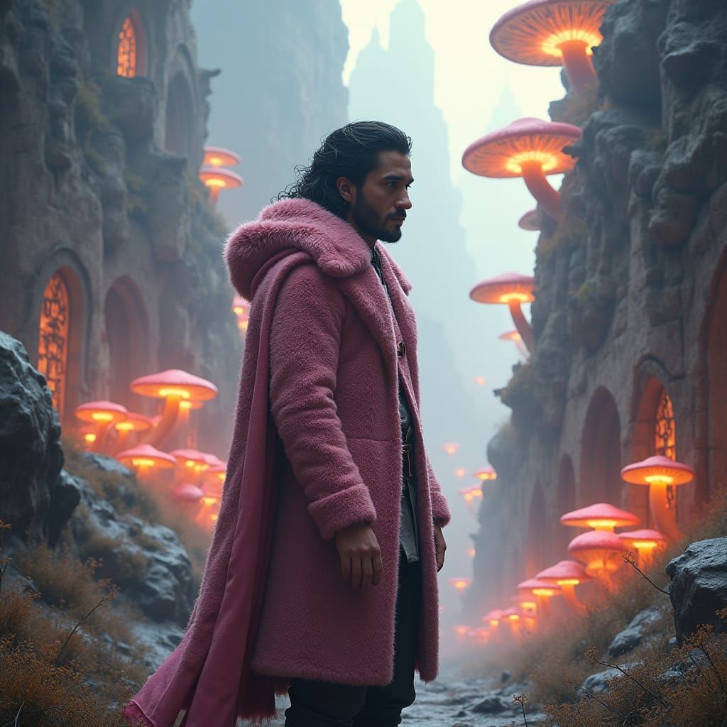 Heroic Figure in Mystical Landscape, Digital Painting