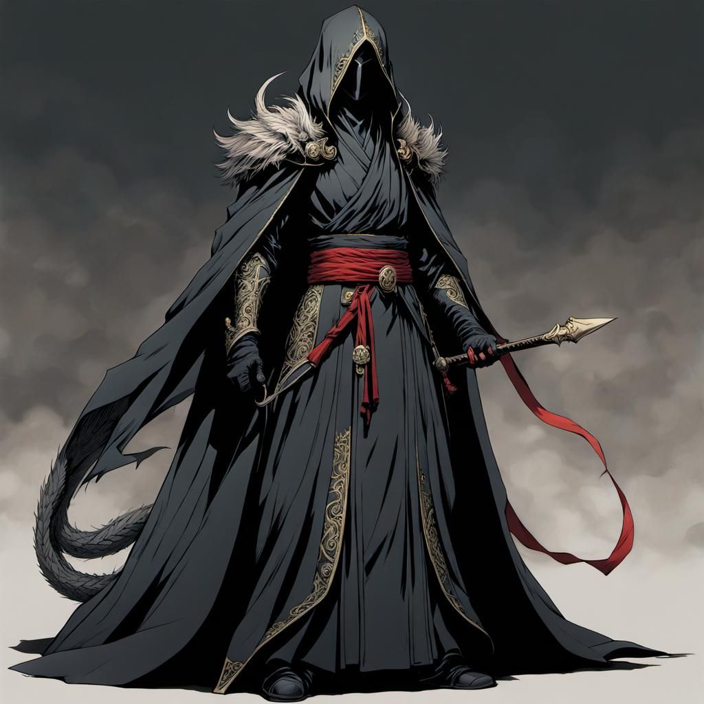 Holy Inquisitor Ink Drawing in Dragon Style