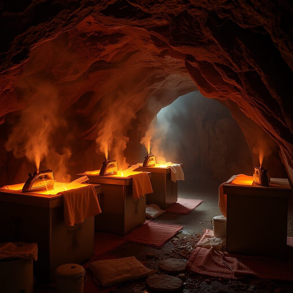 Melting Ironing Machines Massaging in a Cave