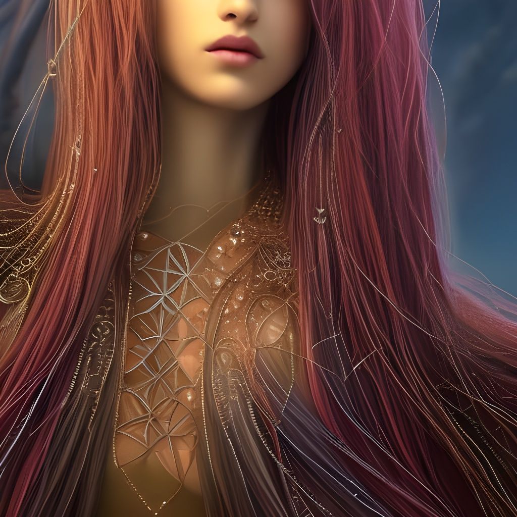 Fantastical Hair Beaded in Interwoven Detailed Fantasy Art