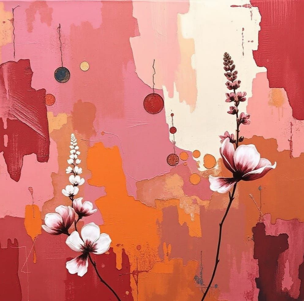 Vibrant Umber Garden in Abstract Art